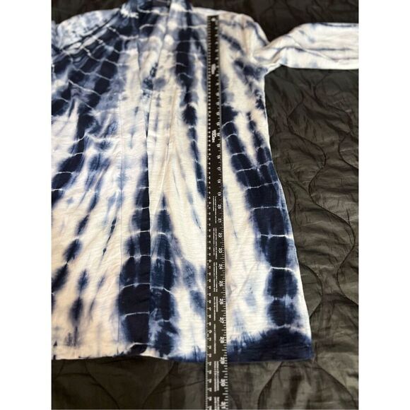 Spirit Jersey Sweater Womens Medium White Blue Cardigan Tie Dye Open Front NWOT - Picture 7 of 9